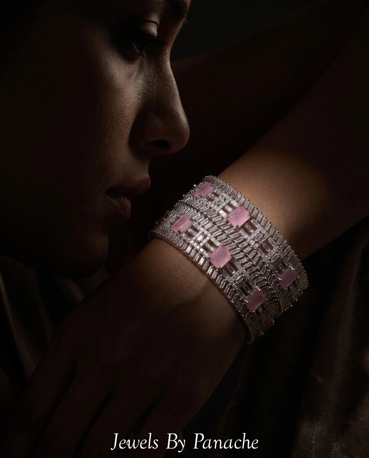 AD Cubic Zircon Bangles with Pink & Clear Stones | Diamond Finishbridal jewellery Australia