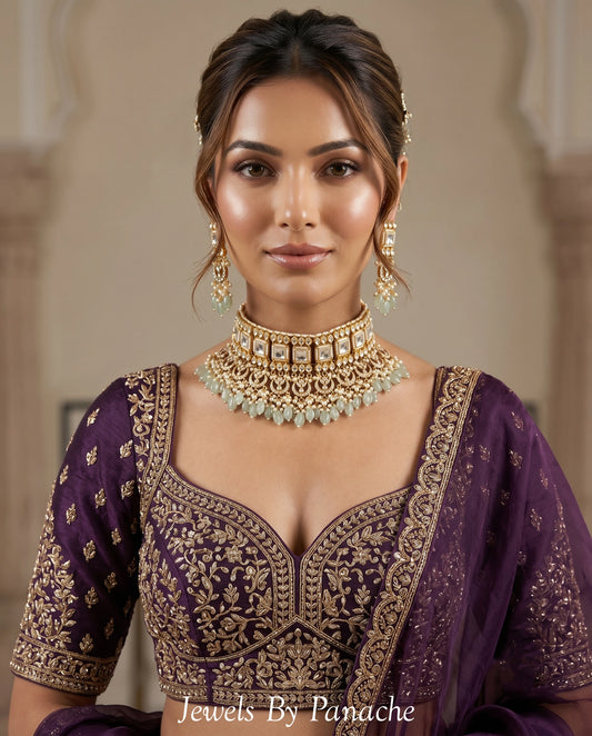 Ahilya Pacchi Kundan Bridal Necklace Set