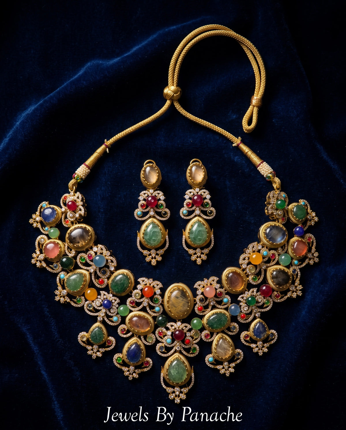 Bahaar Multicolour Stone Contemporary Necklacebridal jewellery Australia