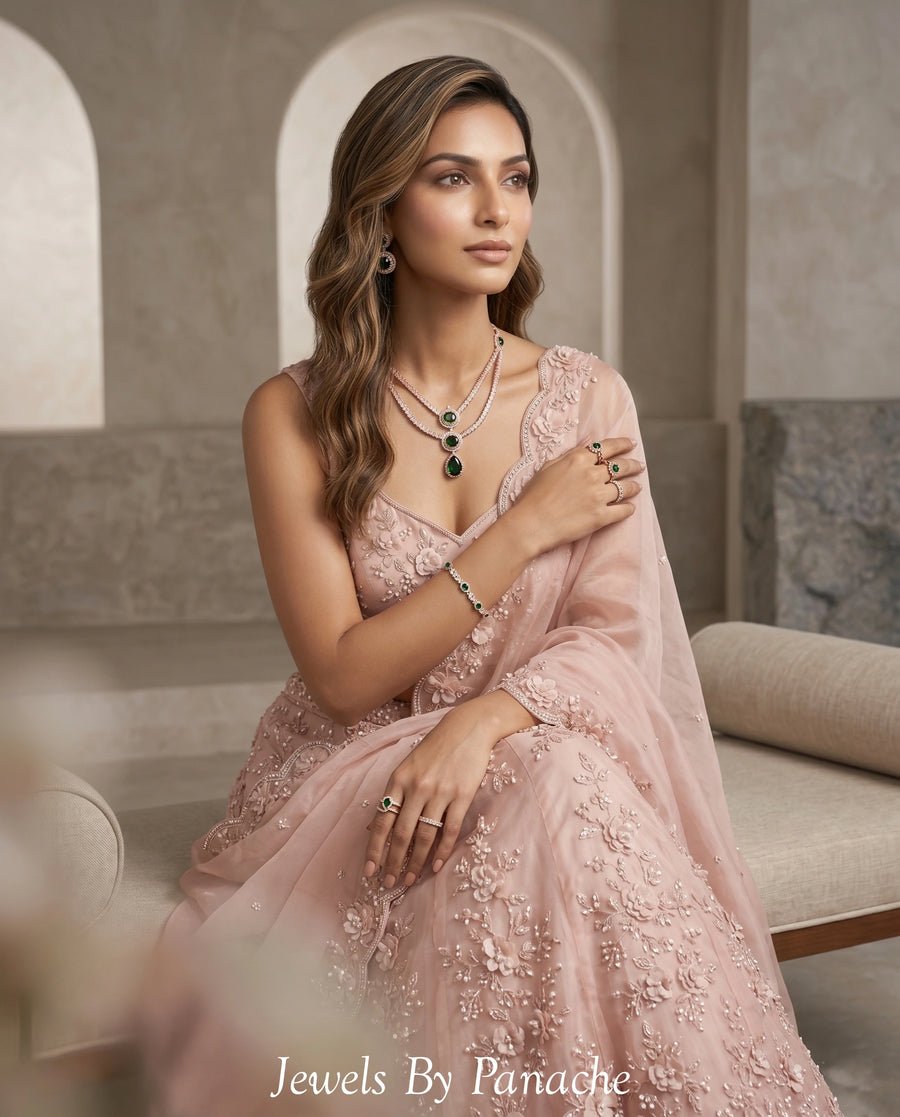 Celeste Green CZ Layered Necklace Set in Sydney Australia styling inspiration