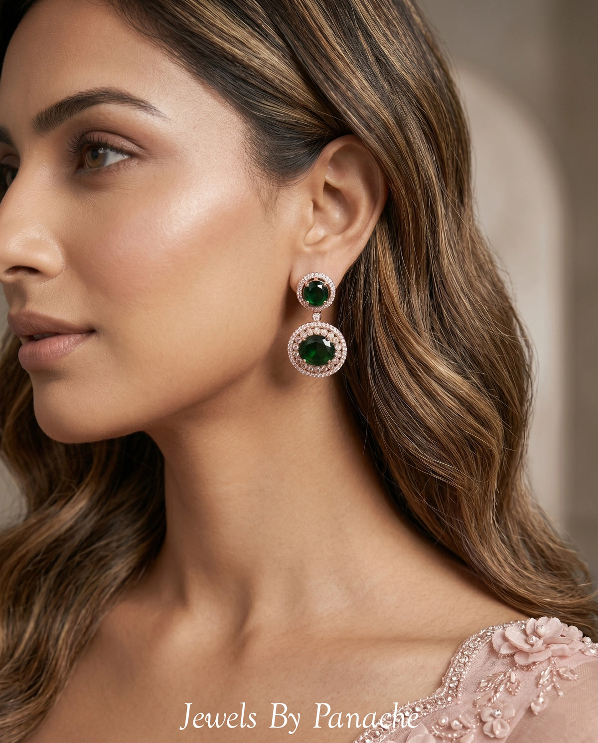 Celeste Green CZ Layered Necklace Set in Sydney Australiabridal jewellery Australia