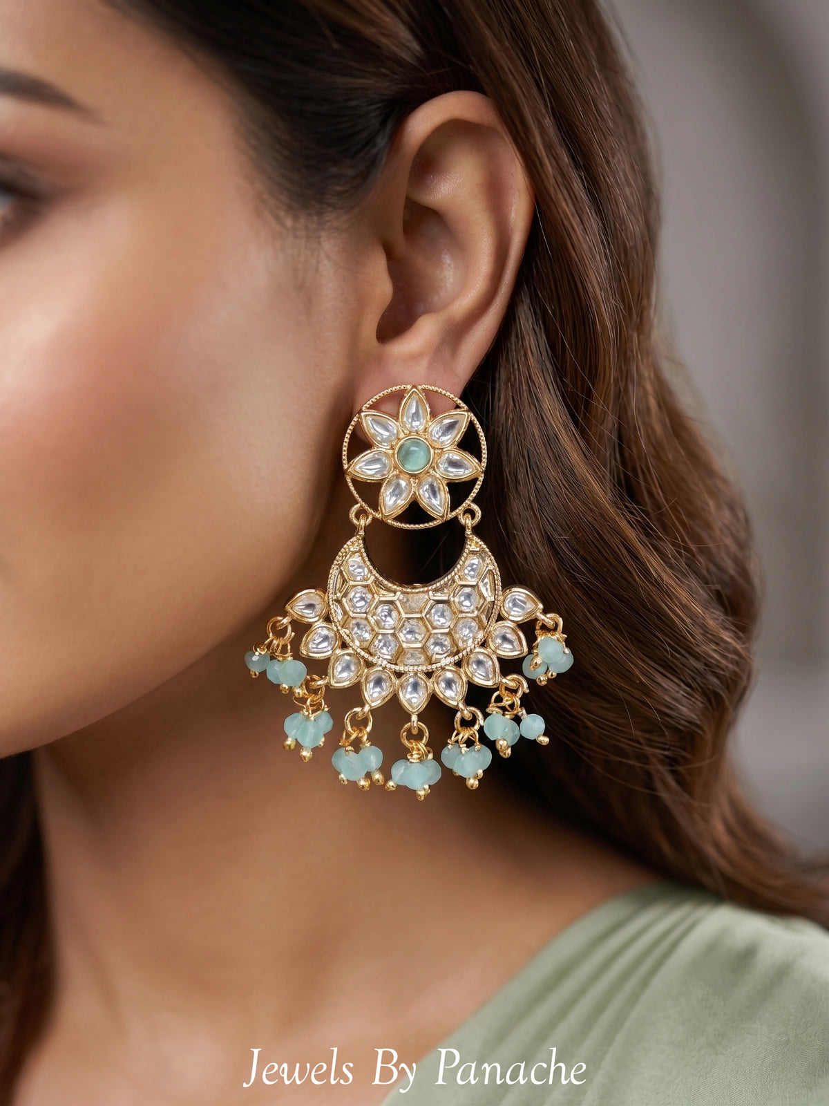 Heer Contemporary Indian Wedding Necklace Set with Aqua Stonesbridal jewellery Australia