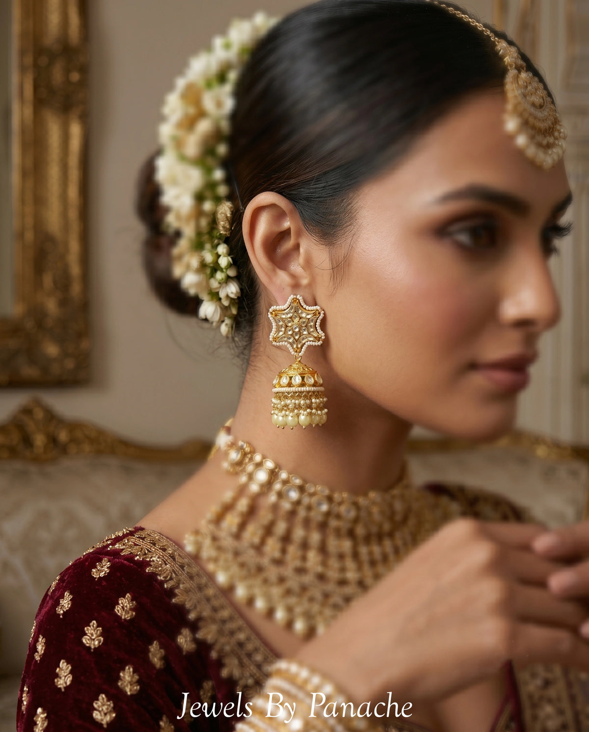 Padmavati Bridal Necklace Set in Paachi Kundanbridal jewellery Australia
