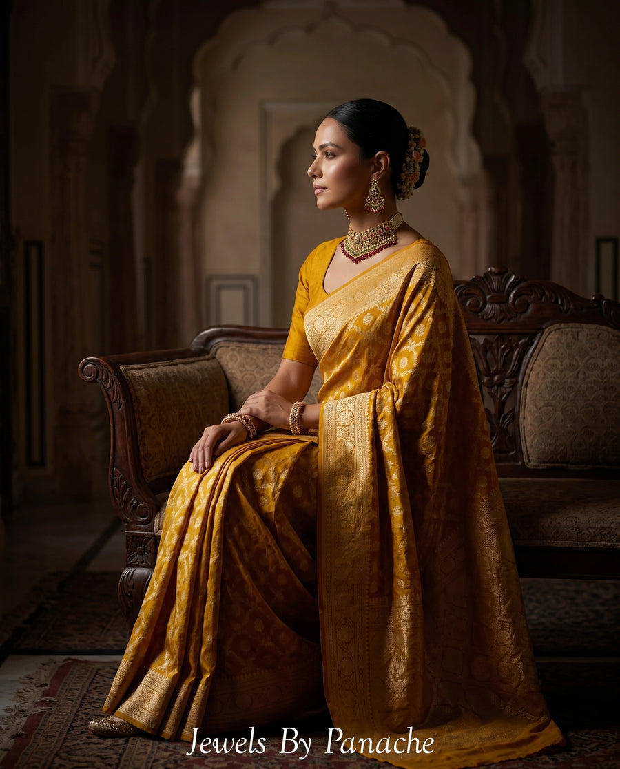 Tarini Paachi Kundan Heritage Bridal Necklace Set styling inspiration