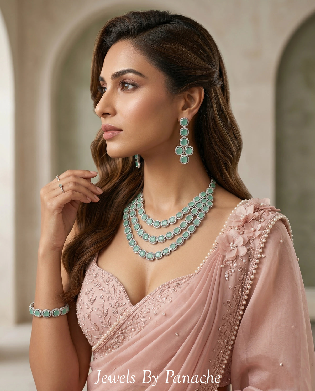 Aarya Layered AD Necklace Setbridal jewellery Australia