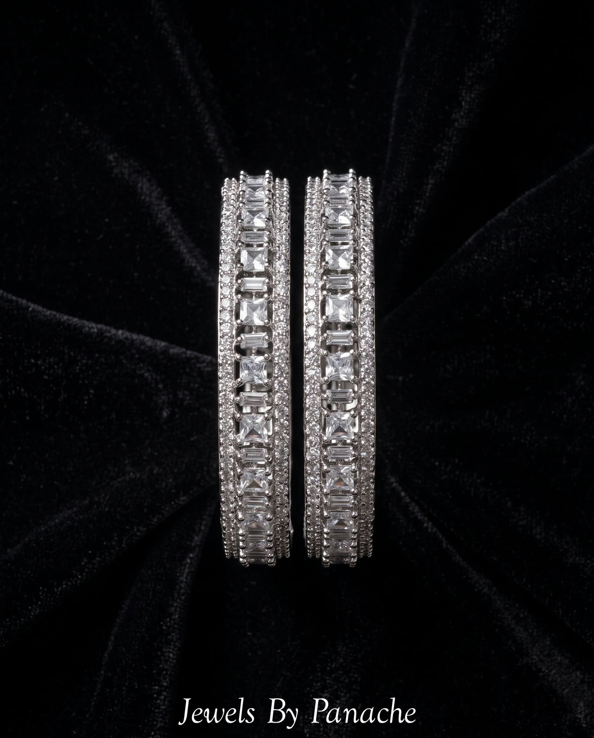 AD Cubic Zircon Claw-Set Bangles – Square & Rectangular Clear Stonesbridal jewellery Australia