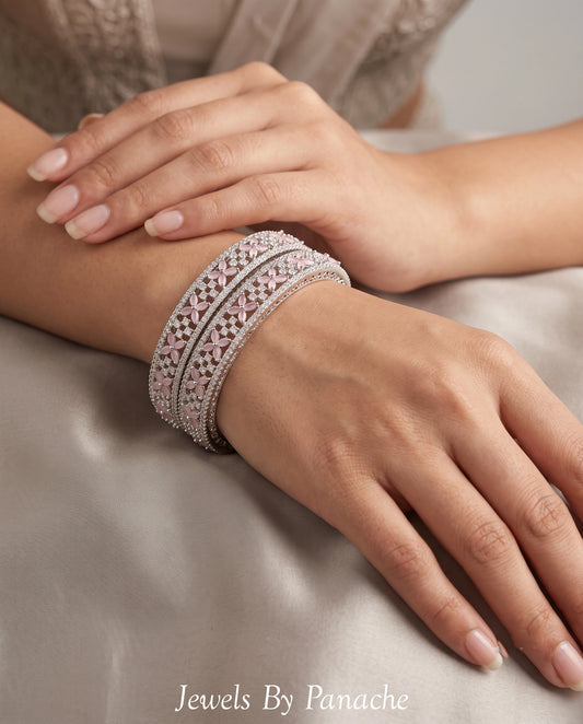 AD Cubic Zircon pink stone claw setting bridal bangles for Indian wedding jewellery Sydney Australia