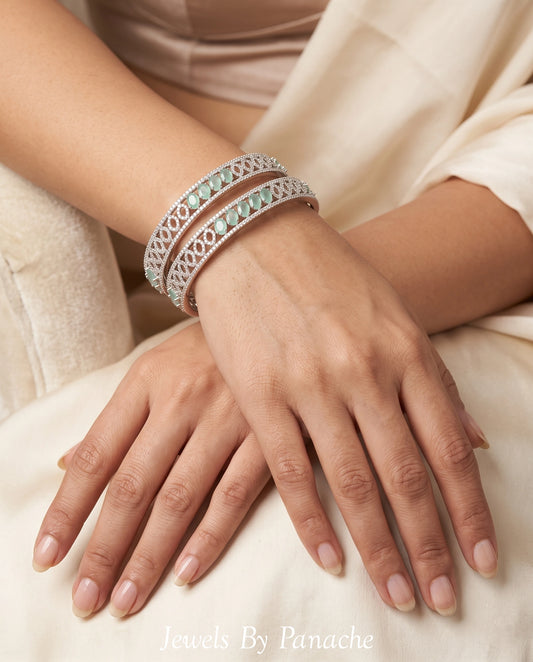 AD Cubic Zirconia mint stone micro setting bridal bangles for Indian wedding Sydney Australia
