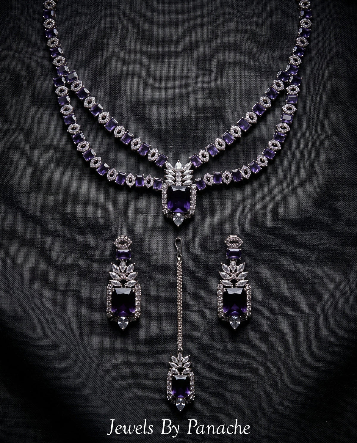 Amara Layered American Diamond CZ Necklace Setbridal jewellery Australia