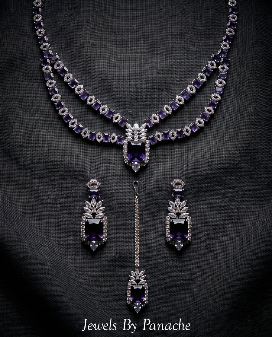 Amara Layered American Diamond CZ Necklace Set styling inspiration