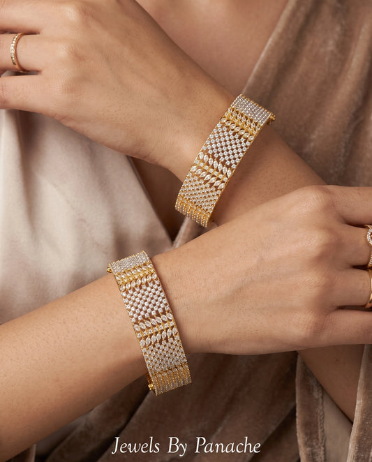 CZ micro setting bridal bangles with gold polish for Indian wedding jewellery Sydney Australia