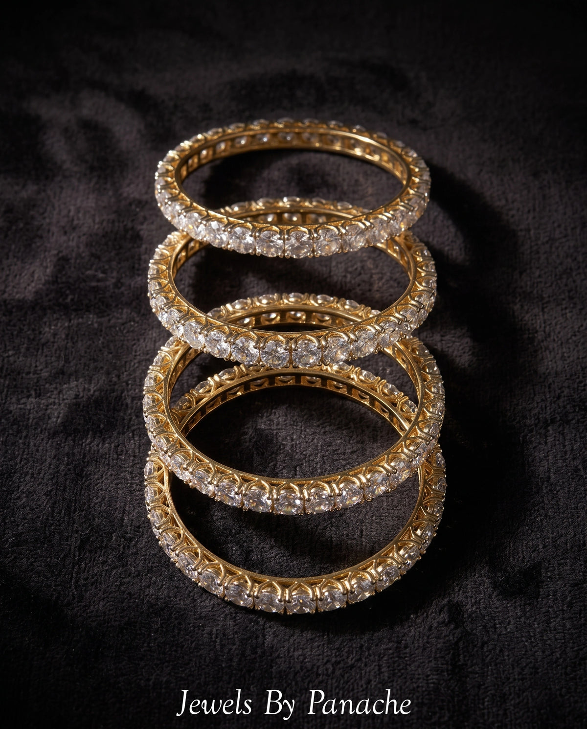 Luxury Cubic Zircon Solitaire AD Bangles – Gold Polishbridal jewellery Australia