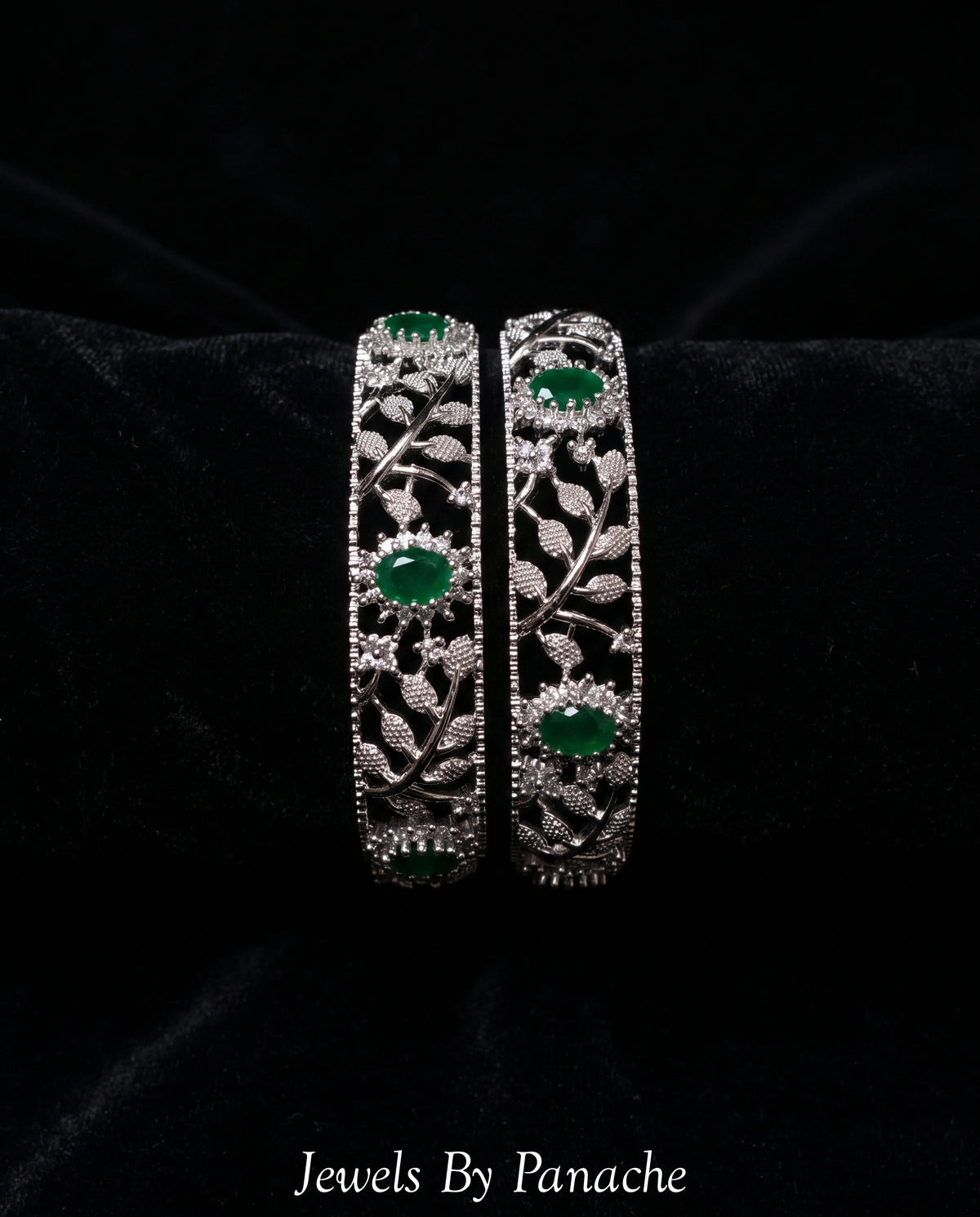 Emerald Grace AD Cubic Zircon Bangles with Green Stonesbridal jewellery Australia