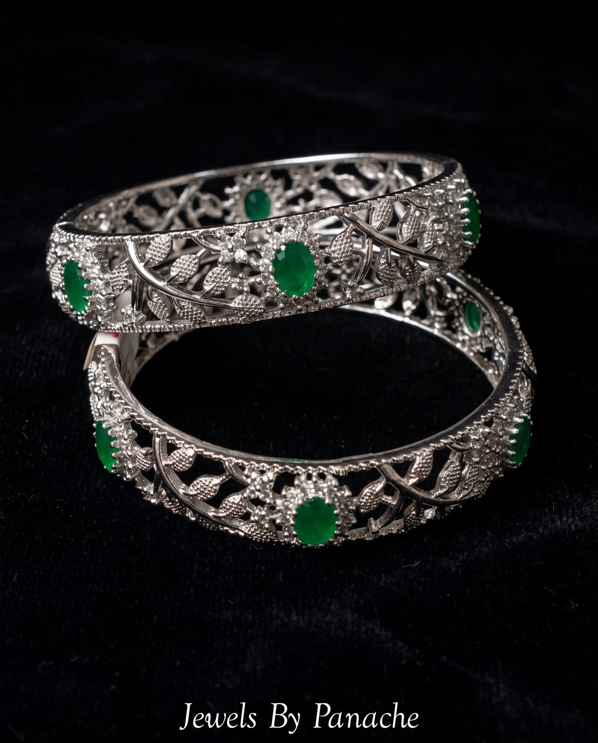 Emerald Grace AD Cubic Zircon Bangles with Green Stonesbridal jewellery Australia
