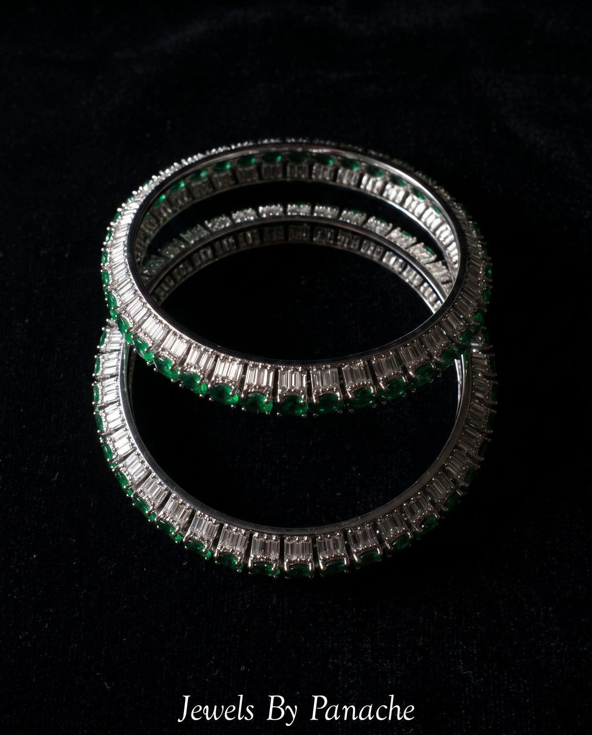 Emerald Green & Clear Cubic Zircon AD Banglesbridal jewellery Australia