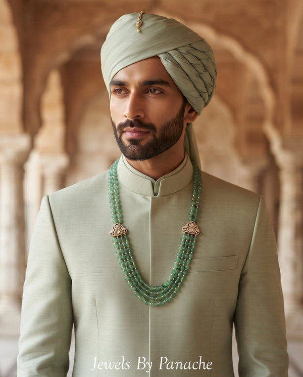 Green Semi-Precious Groom Necklace with Moissanite Pendant