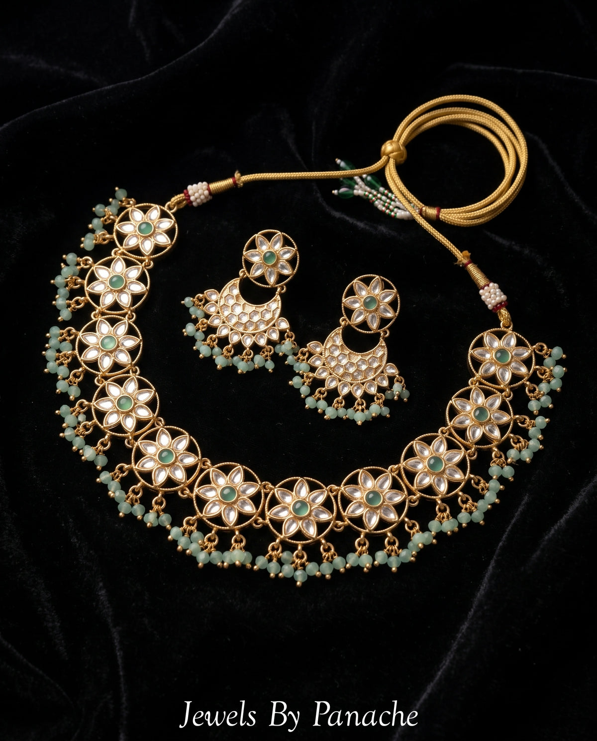 Heer Contemporary Indian Wedding Necklace Set with Aqua Stonesbridal jewellery Australia