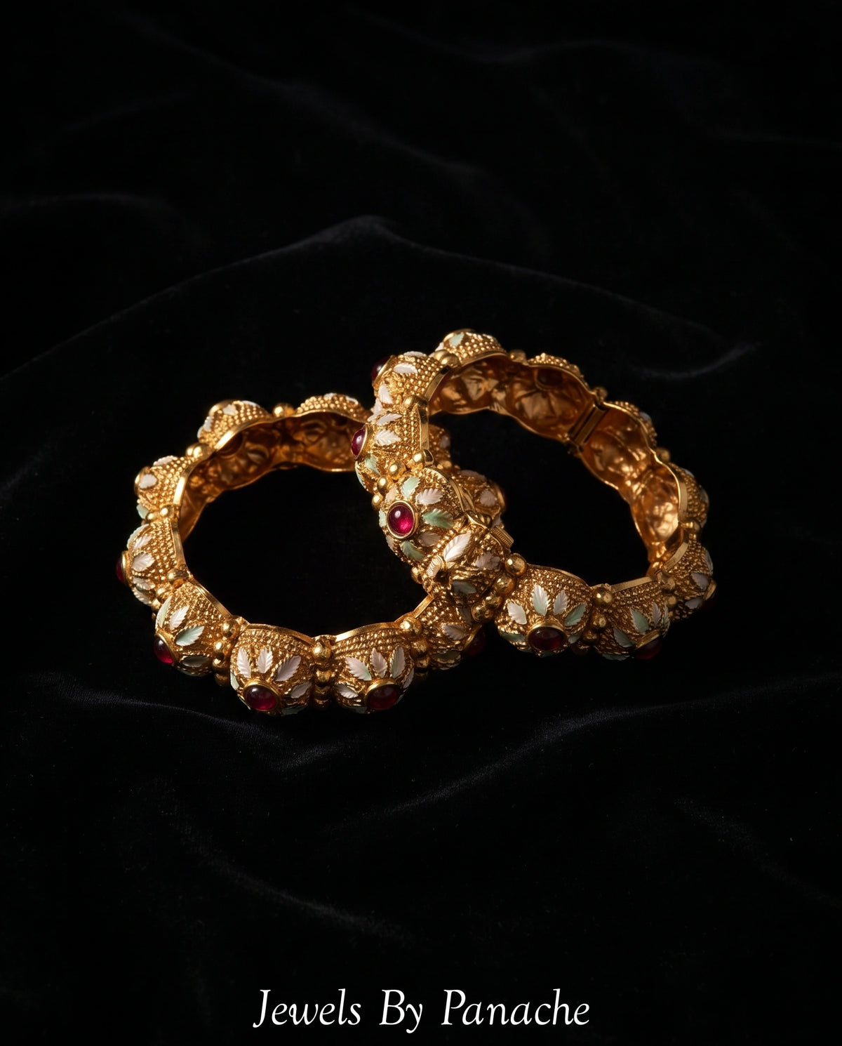 Minakari Ruby Pink Stone Bangles at Jewels by Panache Sydneybridal jewellery Australia