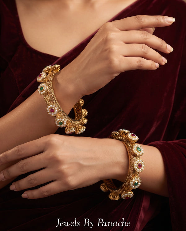 Heritage Pearl Work Pacheli Bangles