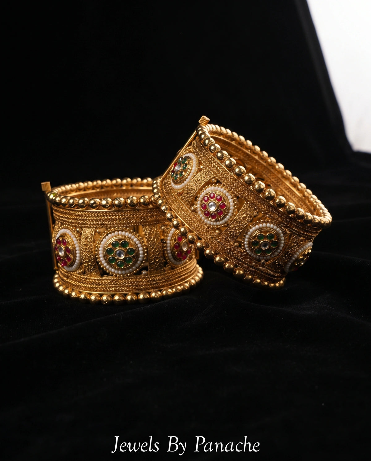 Heritage Bridal Wedding Kada Bangles with Pearl Detailingbridal jewellery Australia