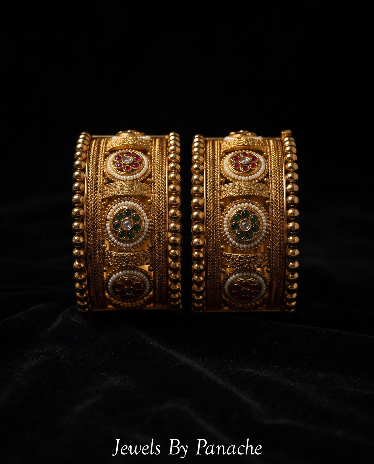 Heritage Bridal Wedding Kada Bangles with Pearl Detailingbridal jewellery Australia