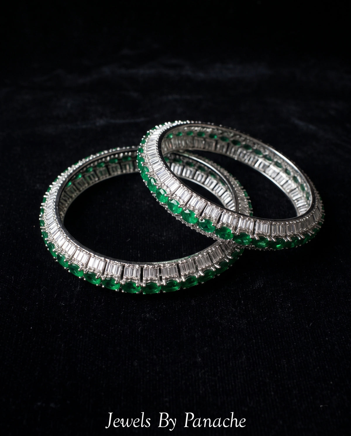 Emerald Green & Clear Cubic Zircon AD Banglesbridal jewellery Australia