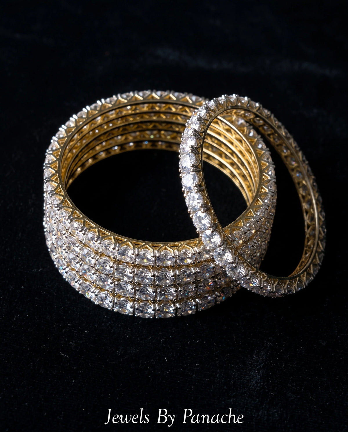Luxury Cubic Zircon Solitaire AD Bangles – Gold Polishbridal jewellery Australia