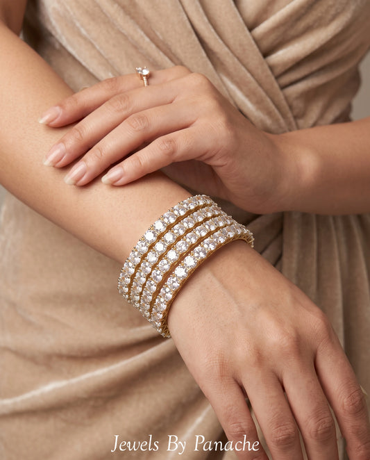 Luxury gold polish Cubic Zircon bangles for Indian bridal jewellery Sydney
