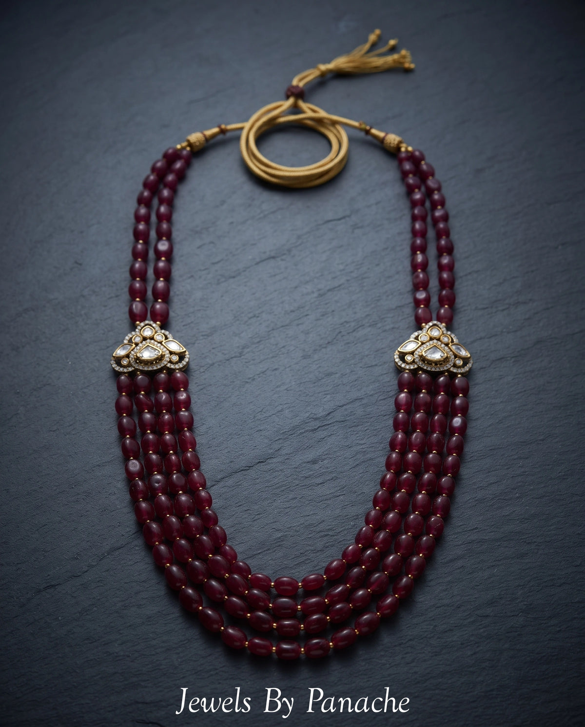Maroon Indian Groom Necklace with Semi-Precious Stonesbridal jewellery Australia