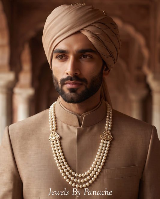 Luxury groom pearl necklace mala Indian wedding jewellery Sydney Australia