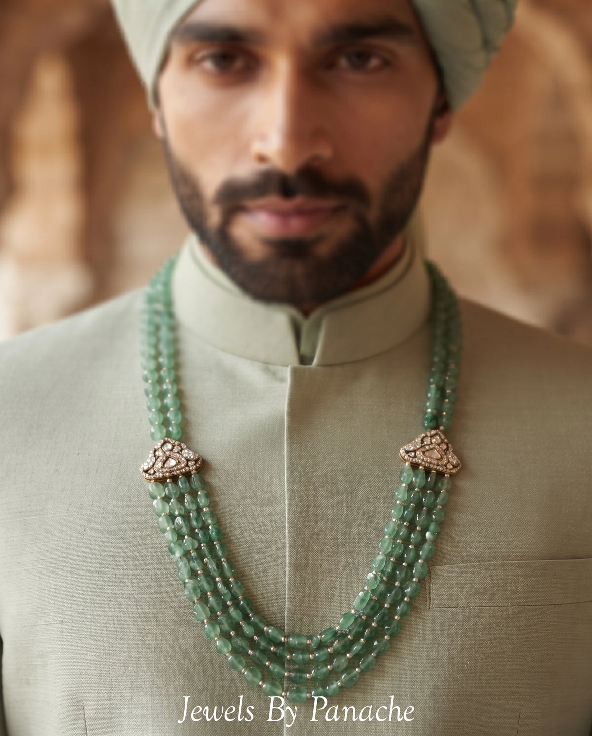 Green Semi-Precious Groom Necklace with Moissanite Pendantbridal jewellery Australia