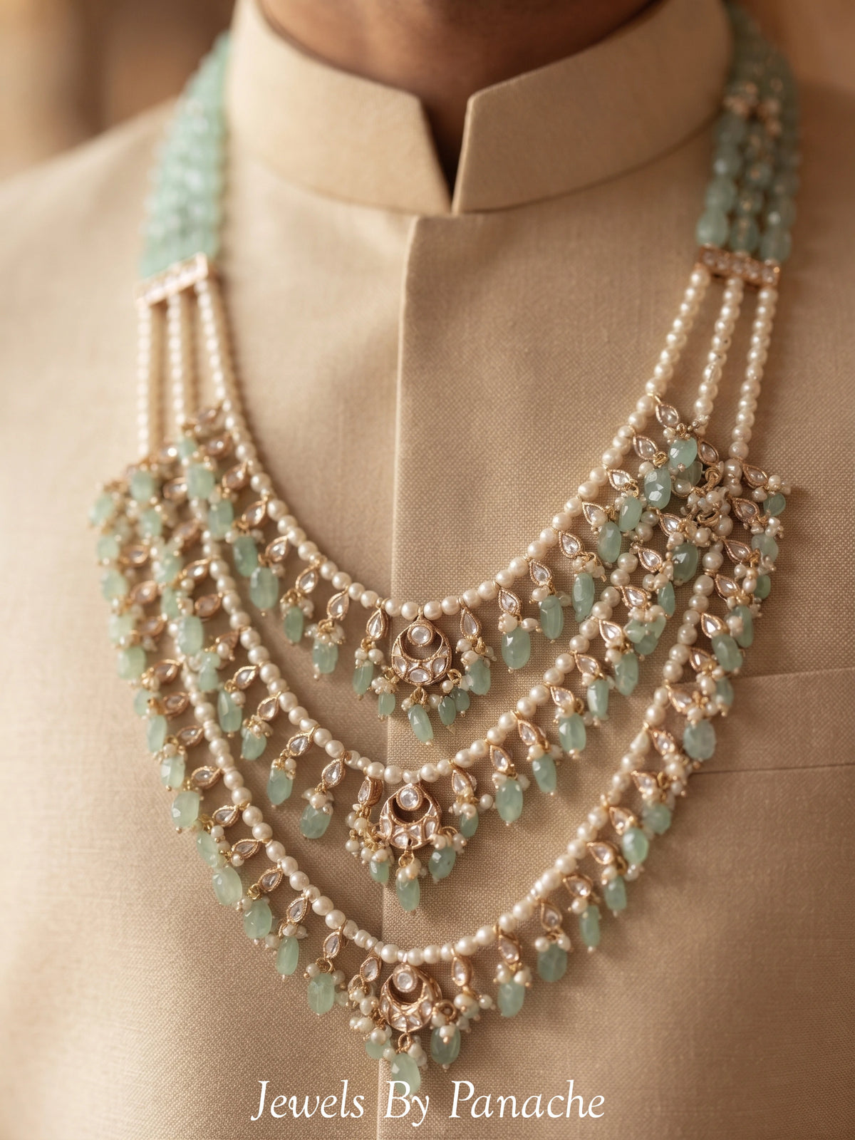 Mint Green Layered Kundan Groom Necklacebridal jewellery Australia