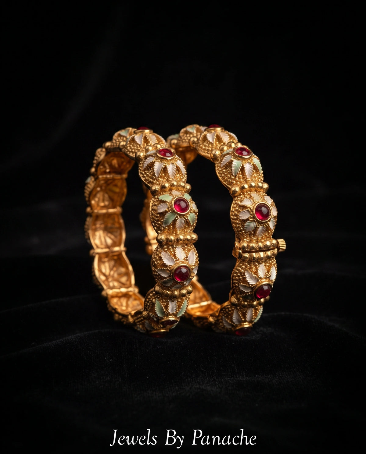 Minakari Ruby Pink Stone Bangles at Jewels by Panache Sydneybridal jewellery Australia
