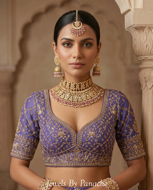 Luxury Paachi Kundan bridal jewellery Australia dusty pink necklace set
