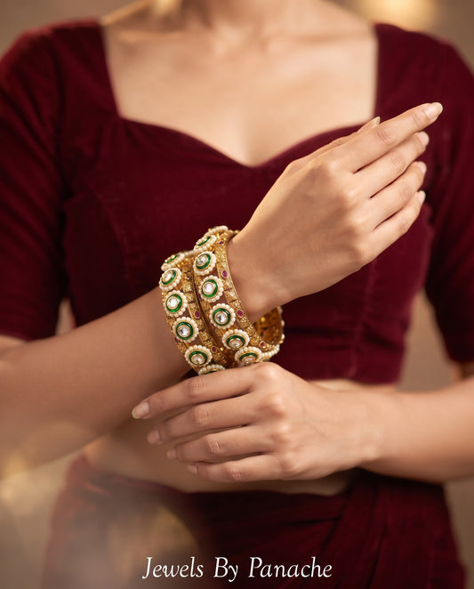 Luxury pearl work traditional Pacheli bangles bridal jewellery for Indian wedding Sydney Australia