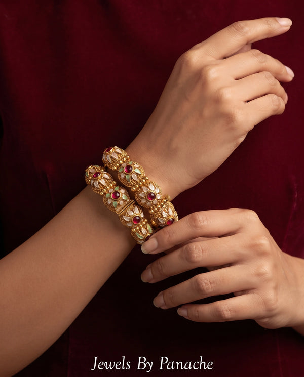 Minakari Ruby Pink Stone Bangles at Jewels by Panache Sydney