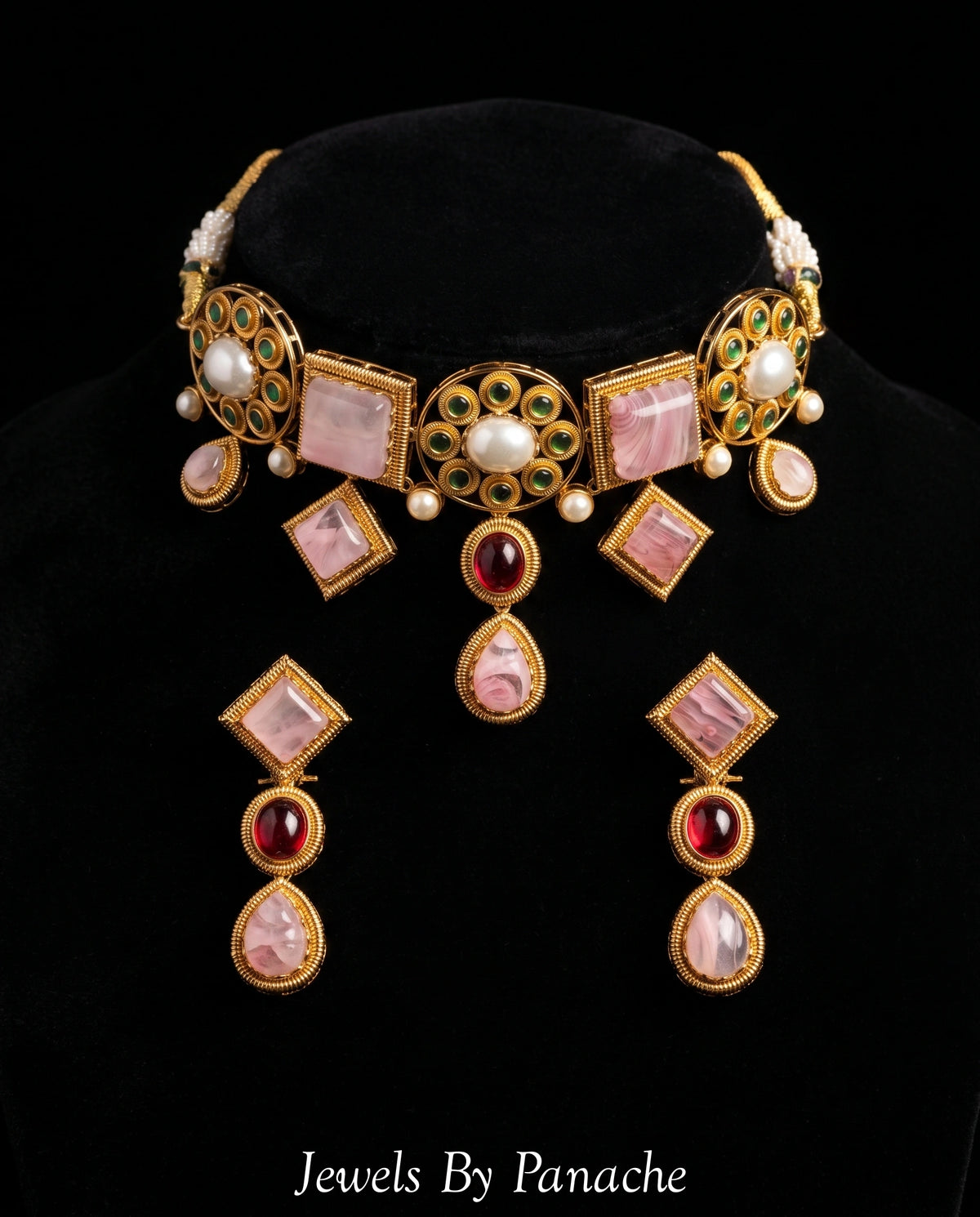 Mohini Pink Stone Bridal Necklace Setbridal jewellery Australia