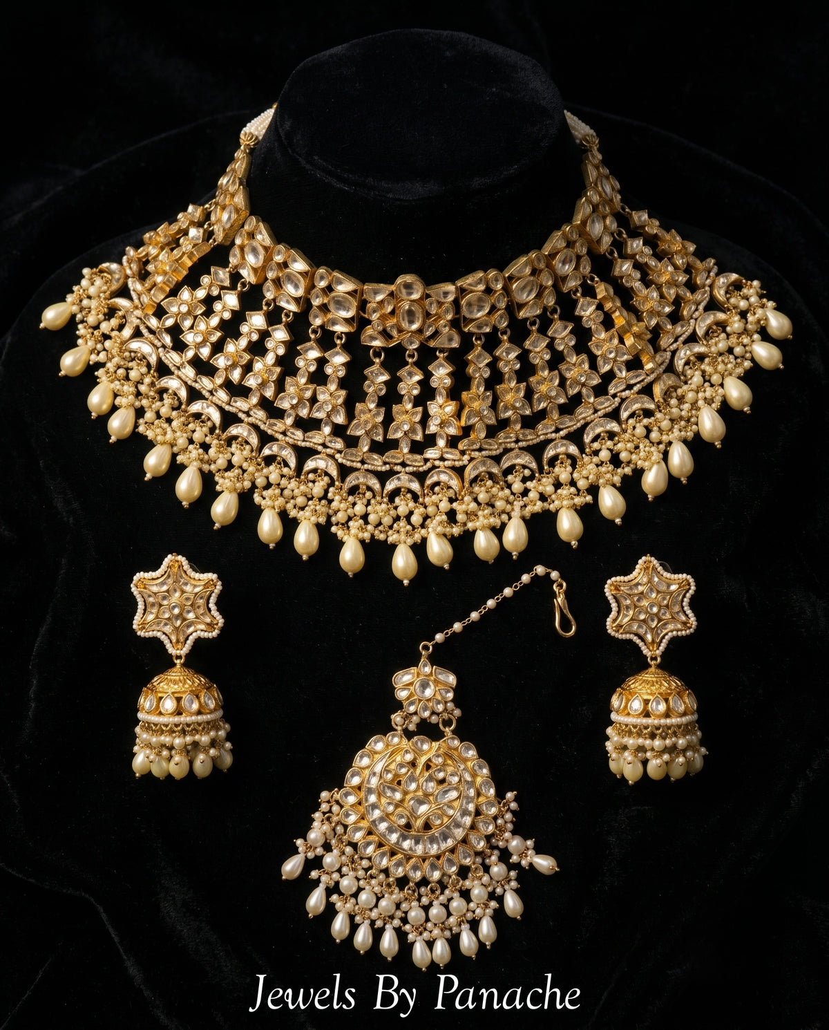 Padmavati Bridal Necklace Set in Paachi Kundanbridal jewellery Australia