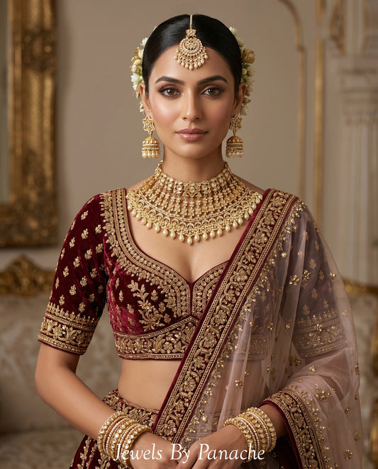 Padmavati Paachi Kundan bridal necklace set with pearl drops for Indian wedding Sydney