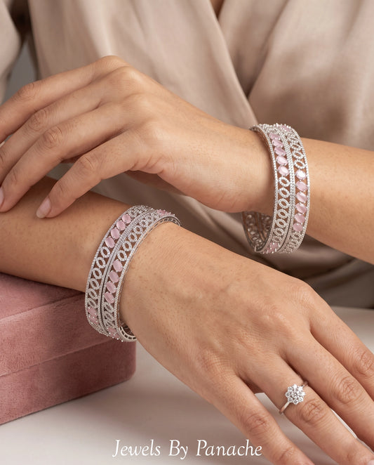 Pink Cubic Zircon Micro Setting AD Bangles for Indian wedding jewellery in Sydney Australia