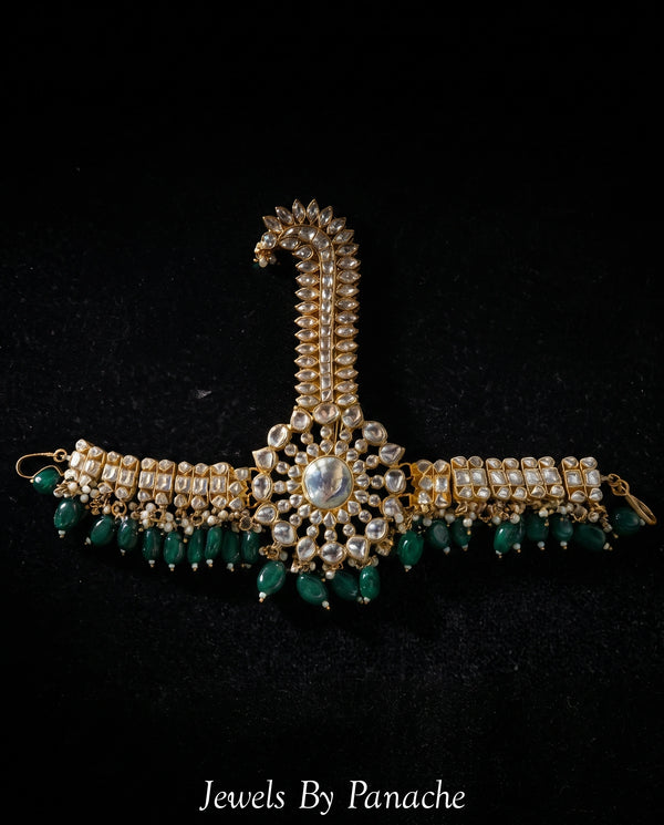 Royal Kundan Groom Kalgi with Emerald Green Stones