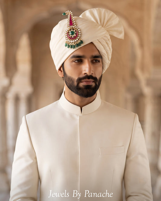 Royal multicolour Kundan groom Kalgi for Indian wedding sherwani Sydney Australia