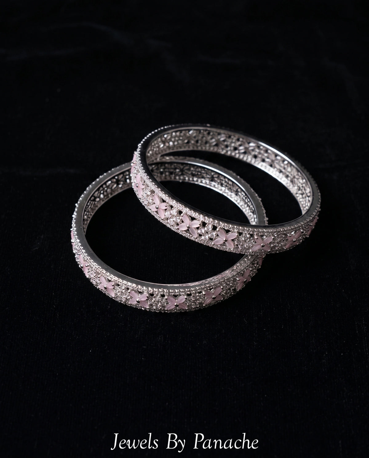 AD Cubic Zircon Bangles with Pink Stonesbridal jewellery Australia