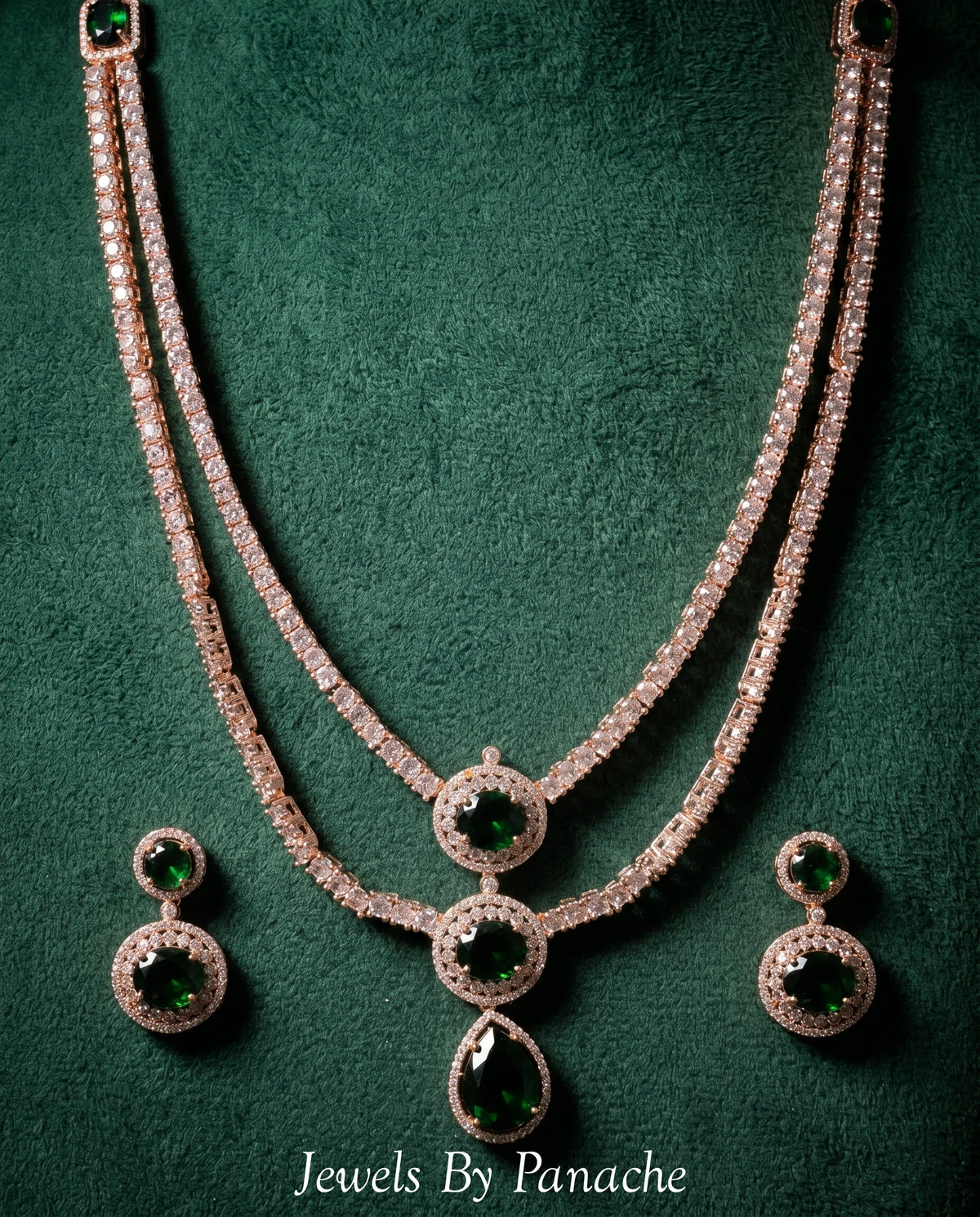 Celeste Green CZ Layered Necklace Set in Sydney Australiabridal jewellery Australia